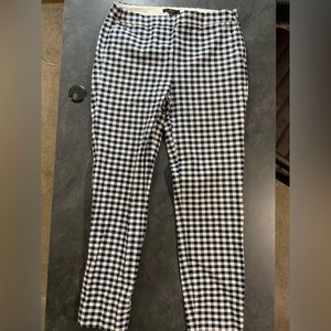 J.CREW Womens Gingham Plaid Trouser Pants Size 0 Martie Navy White